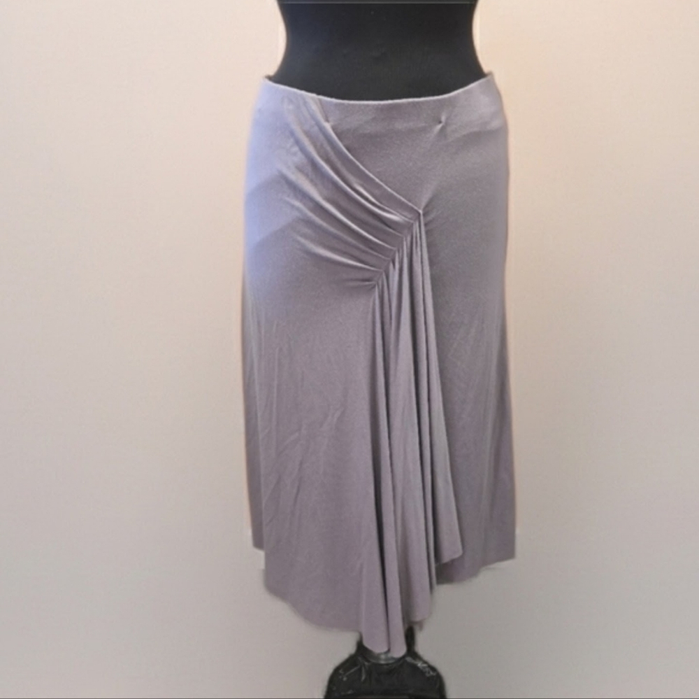 Peruvian Connection Medium Taupe Gray Pleated Max… - image 1